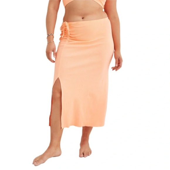 AERIE BEACHWALK MIDI SKIRT Iced Apricot Ladies Size XS - Picture 5 of 5